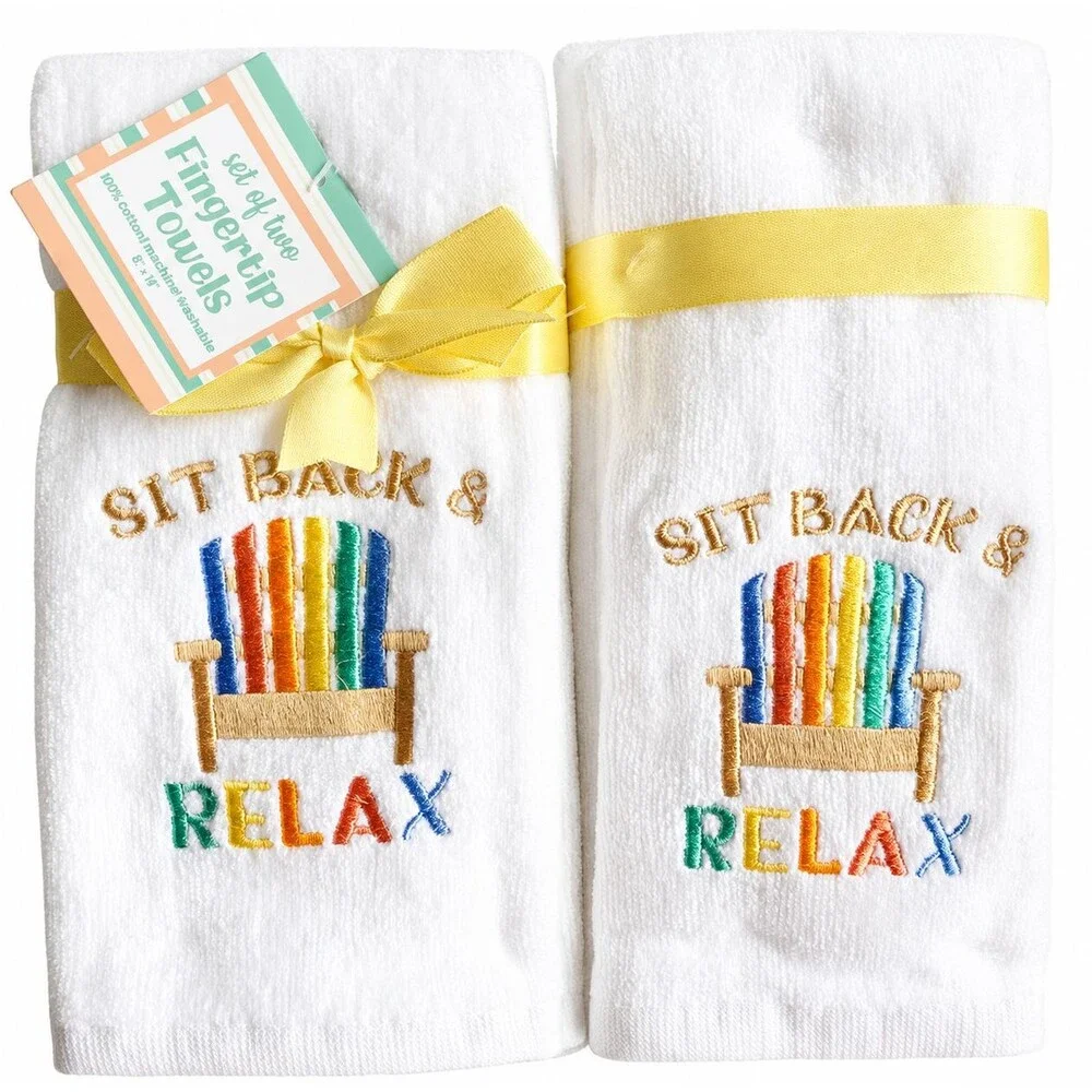 Beach Chair Rainbow Fingertip Towels Embroidered Pride Beach Summer Set of 2